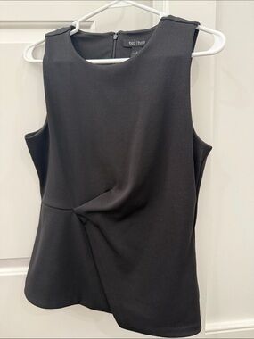 White House Black Market Black Sleeveless Twist-Pleat Shell